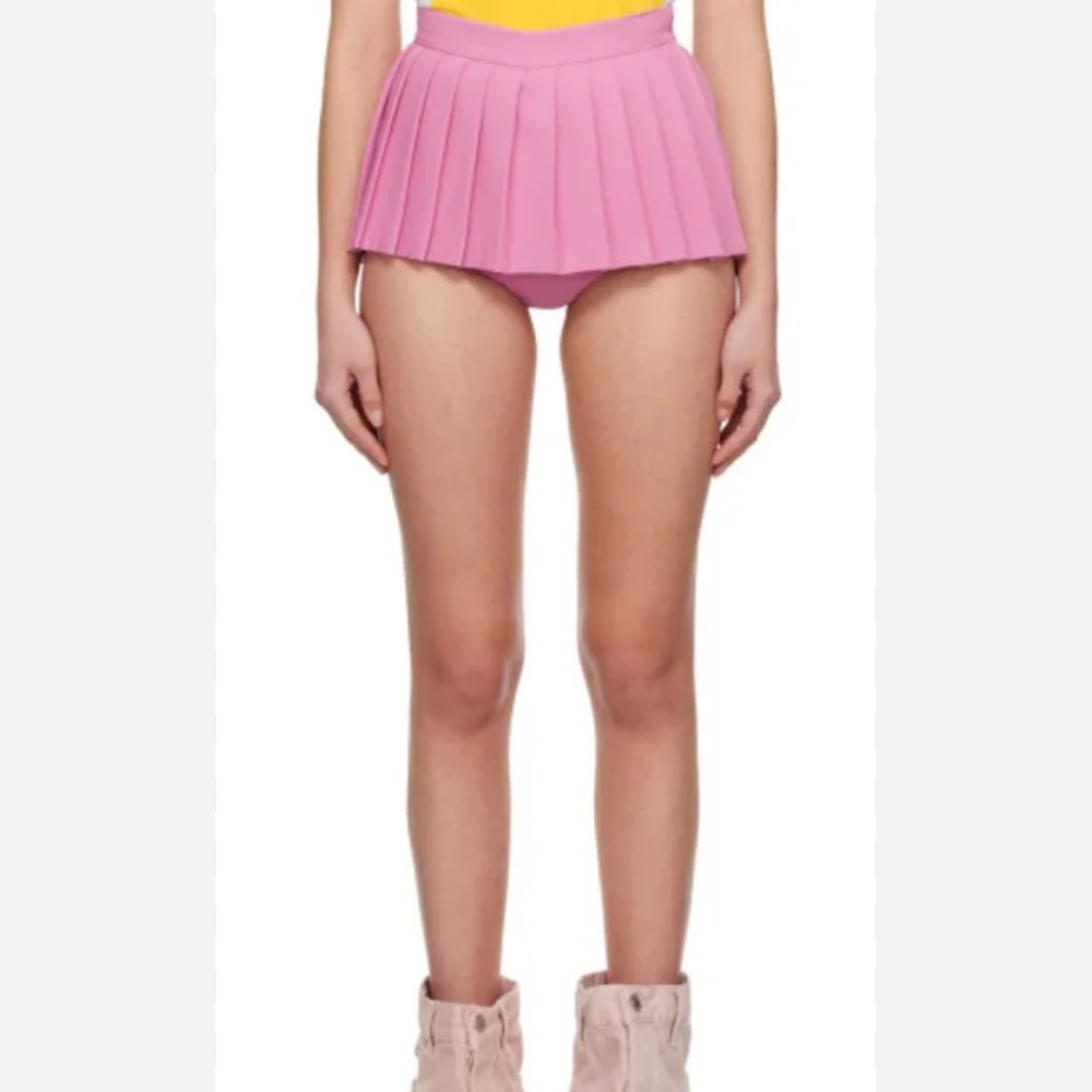 pushBUTTON XS Pink Pleated Mini Micro Shorts Skirt
